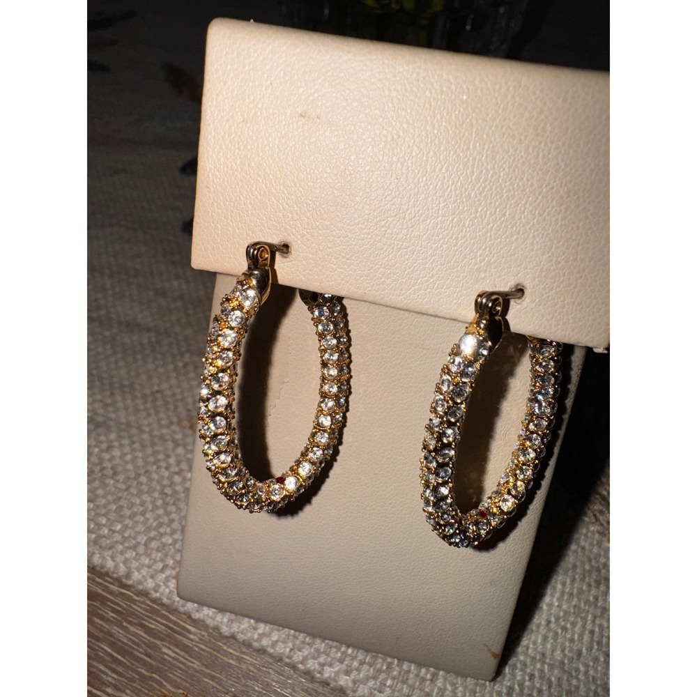 Sparkling Crystal Hoop‎ Earrings Gold